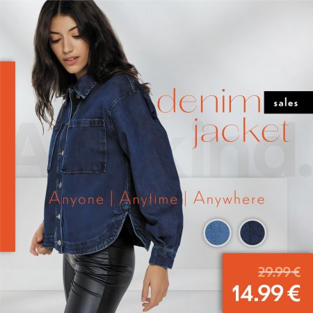 Θέλεις κάτι που να συνδυάζεται εύκολα και να είναι ταυτόχρονα διαχρονικό; Επίλεξε Denim 💙
#AnyOffer Jean Jacket από 29.99€ μόνο 14.99€

-Mε κουμπιά.
-Με οβάλ τελείωμα.
-Ιδανικό για  όλες τις εποχές.

Κάνε το δικό σου στο site: ⚫ https://shorturl.at/sMUZ9

𝗔𝗻𝘆One | 𝗔𝗻𝘆Where | 𝗔𝗻𝘆kind
#Anykind #fashion #offers #alldaywear #eshop #anyone #anywhere #anybody #eshop #denim #jacket #clothes #feminine #sales